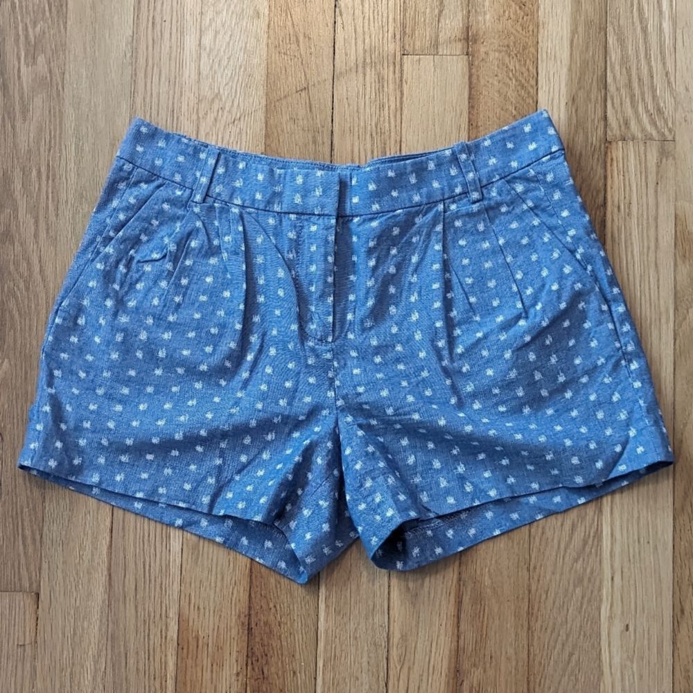 J. Crew blue and white polka tailored shorts